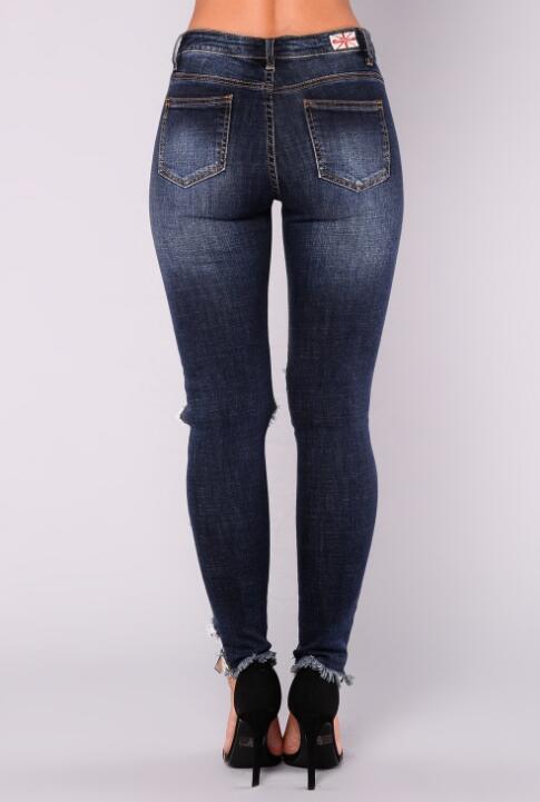 SZ60212 Women Fashion Ripped High Waist Bodysuit Denim Jeans Pencil Pants